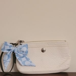 Coach cream wristlet